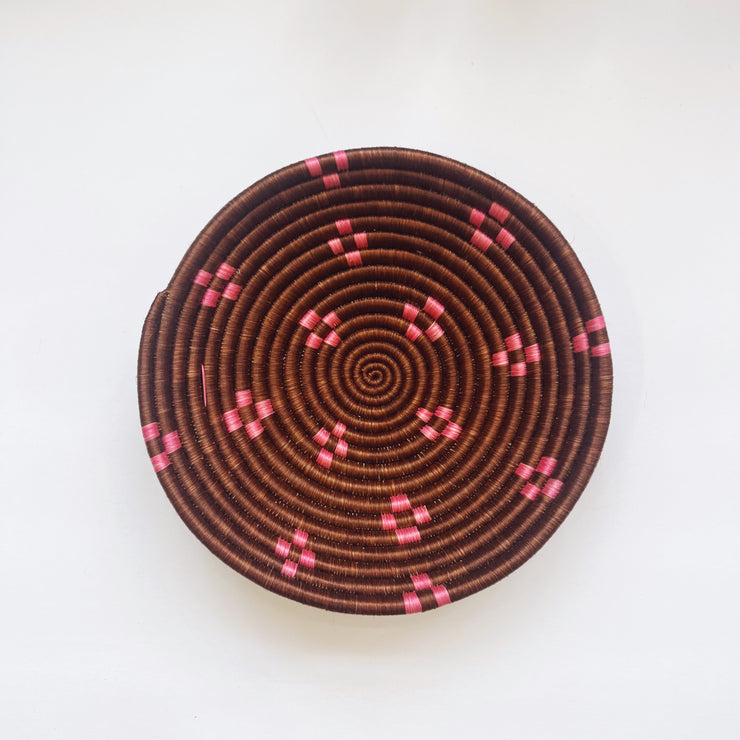 Medium Basket - Maroon/Pink Dots