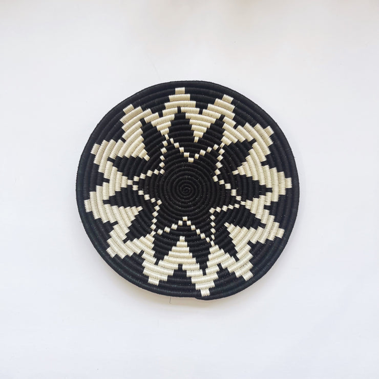 Small Woven Wall Hangings - Black/White Flower