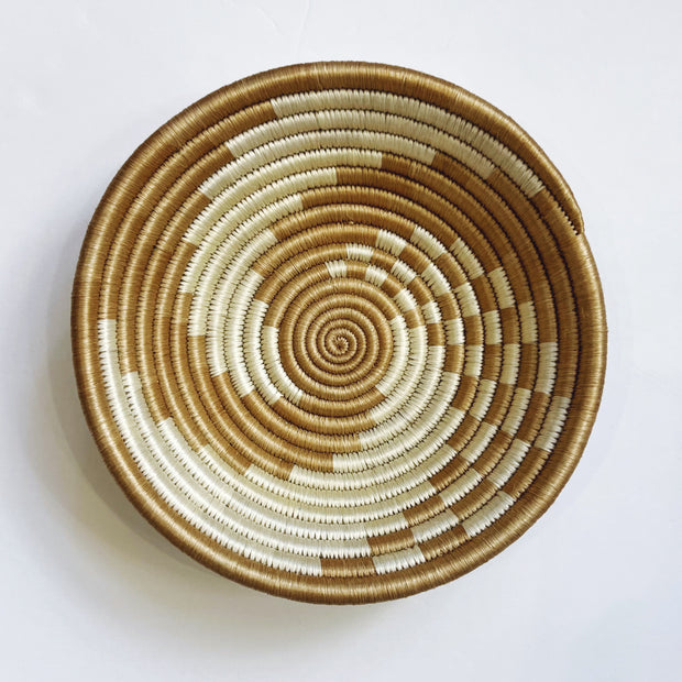 Small Basket - Tan Checker Swirl
