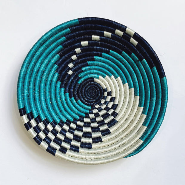 Small Basket - Blue Checker Swirl