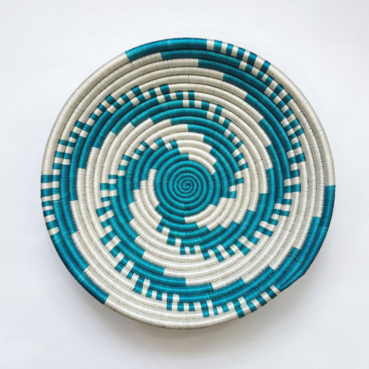 Large Basket - Teal Cream Swirl