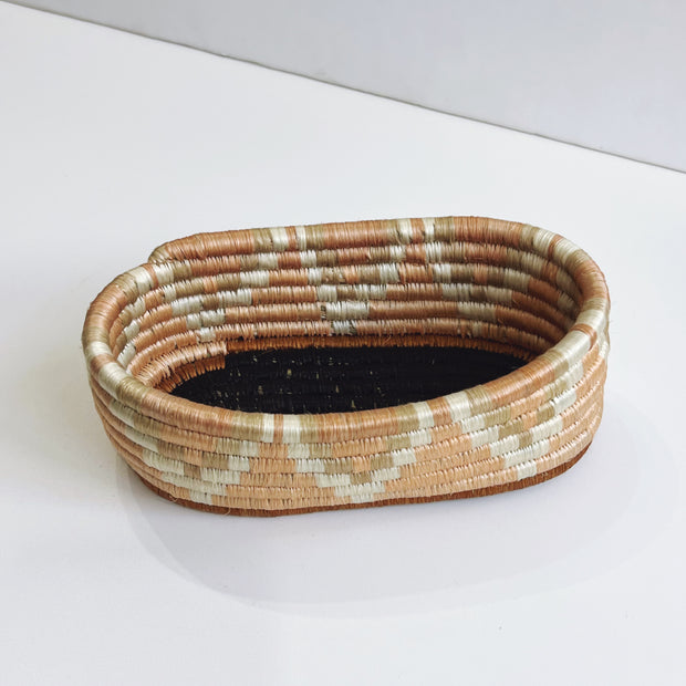 Mini Oval Basket - Peach & Tan