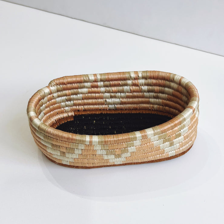 Mini Oval Basket - Peach & Tan