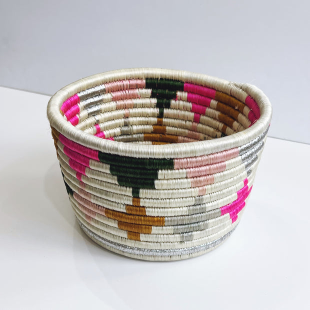 Plant Basket - Pink Triangles