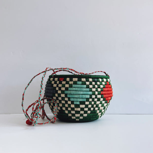 Hanging Plant Basket - Green Checkers