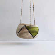 Hanging Plant Basket - Olive Green Triangle