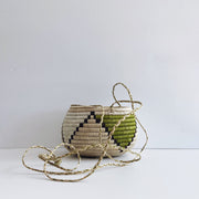 Hanging Plant Basket - Olive Green Triangle