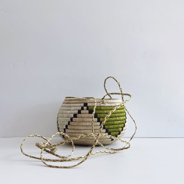 Hanging Plant Basket - Olive Green Triangle