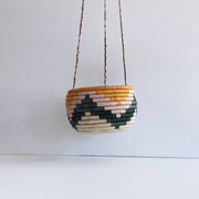 Hanging Plant Basket - Pink Gold Chevron