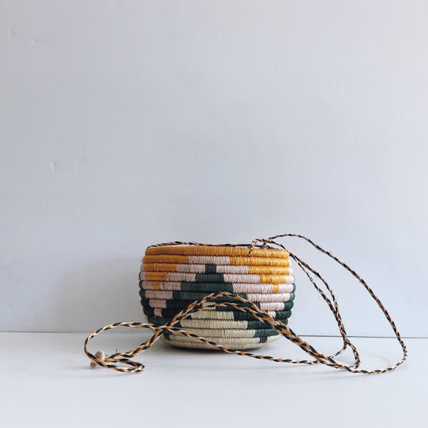 Hanging Plant Basket - Pink Gold Chevron