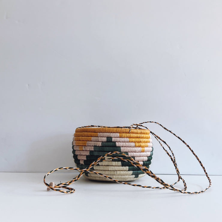 Hanging Plant Basket - Pink Gold Chevron