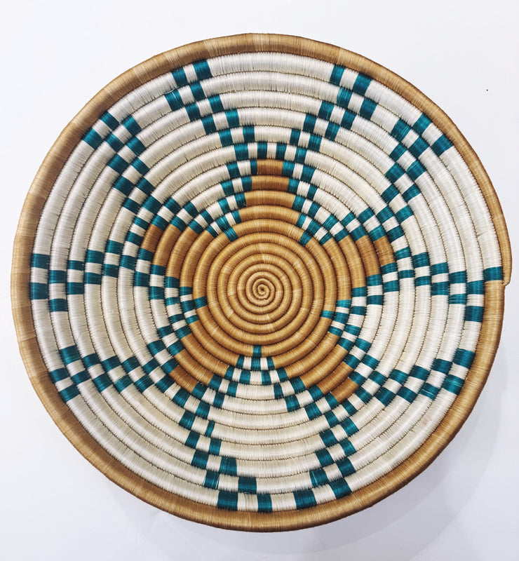 Large Basket - Teal/Tan Star