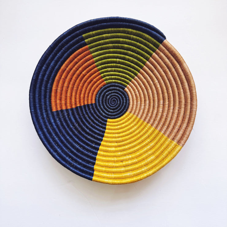 Medium Basket - Yellow/Navy Blocks