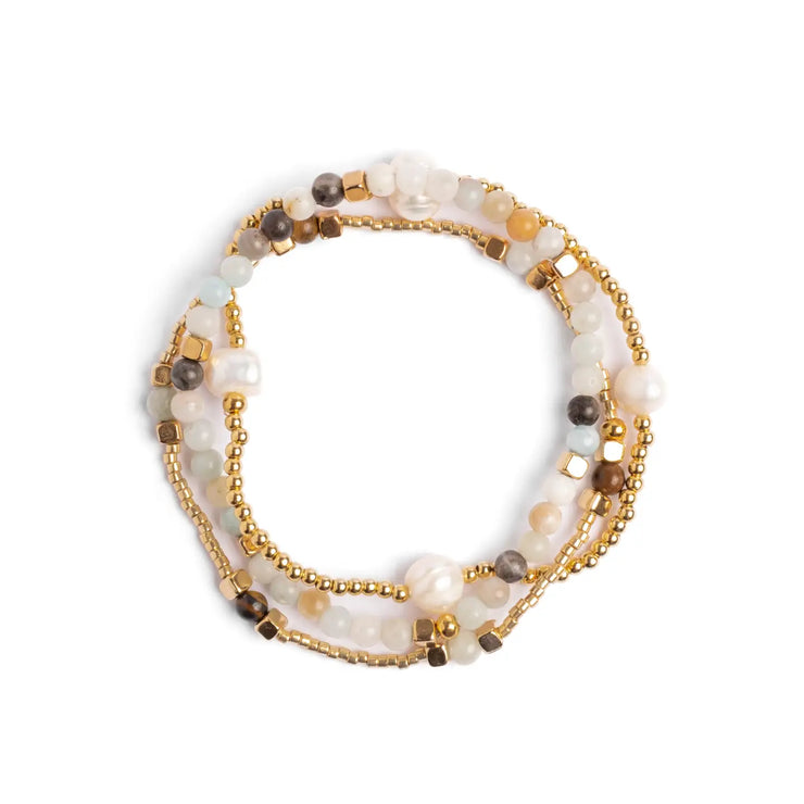Gem & Pearl Miyuki Stretch Bracelets - Set of 3