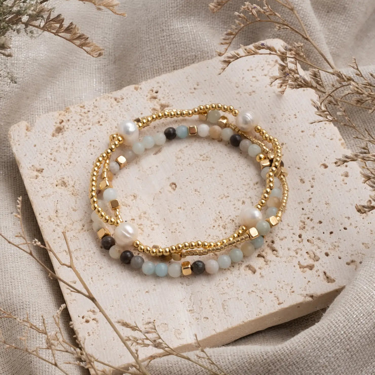 Gem & Pearl Miyuki Stretch Bracelets - Set of 3