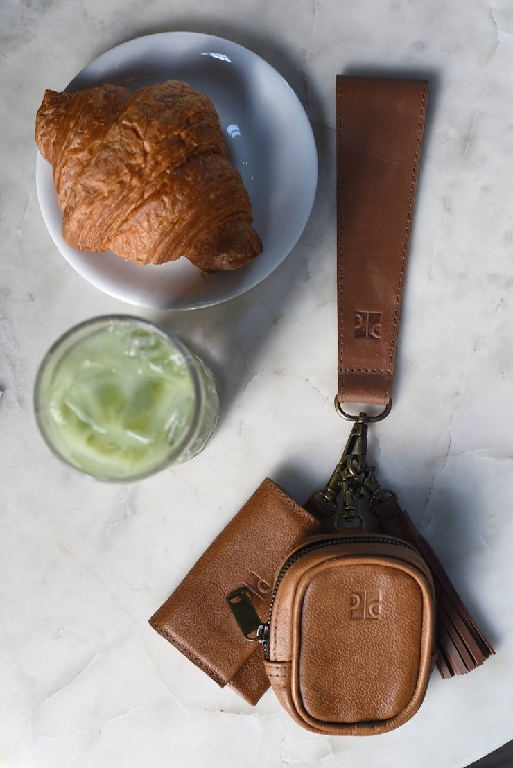 Leather Pouch Charm - Olive