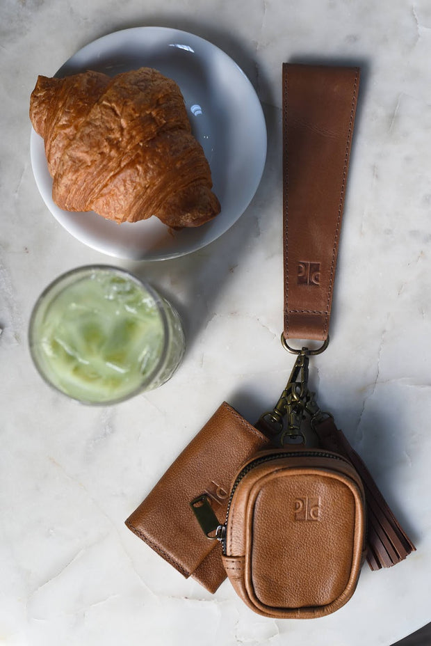 Leather Pouch Charm - Cognac