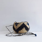 Hanging Plant Basket - Blue Black Chevron