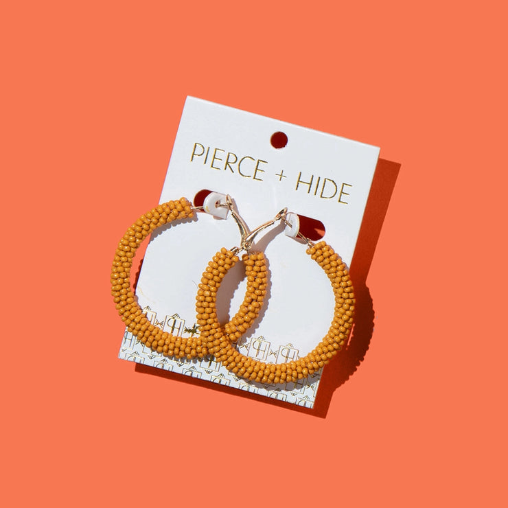 Beaded Gold Hoop Earrings