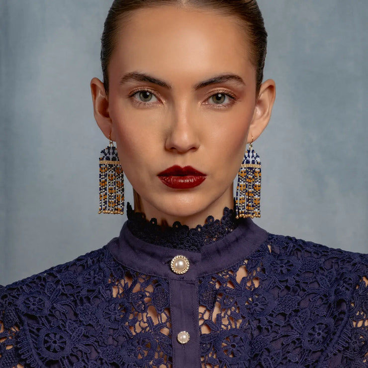 Brocade Garden Earrings - Olive/Pink