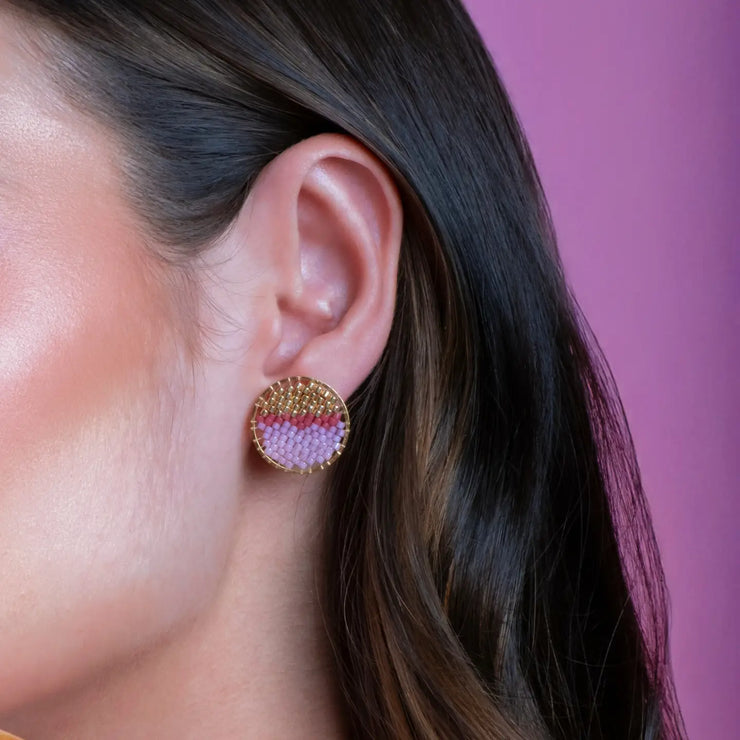 Beaded Handwoven Sweet Tart Stud Earring