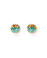 Beaded Handwoven Sweet Tart Stud Earring - Aqua
