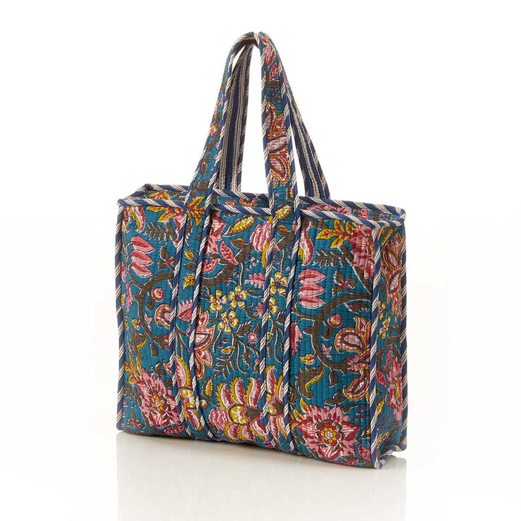 Bright Flowers Quilted Tote Bag