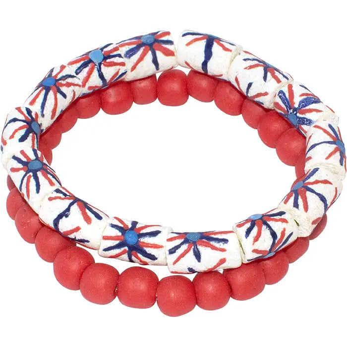 Carousel Bracelet Set - Red and White