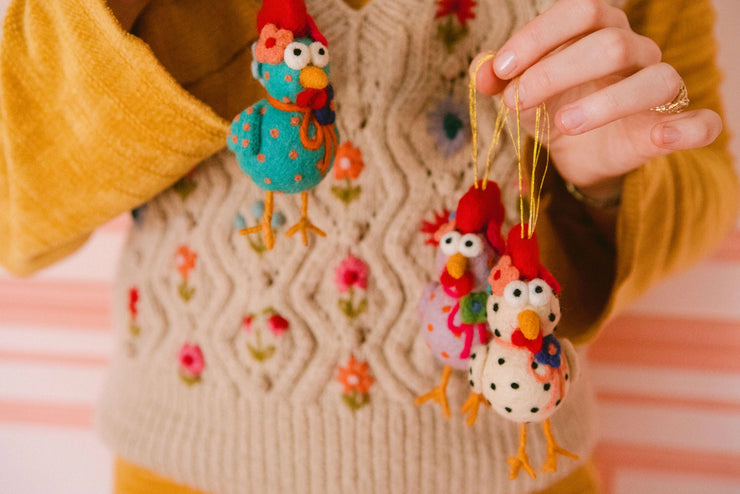 Wool Chicken Ornaments