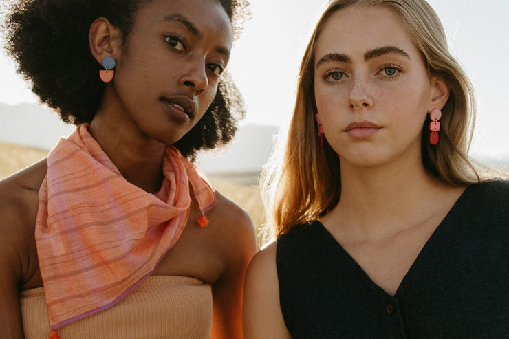Backflip Clay Earrings - Coral Lapis