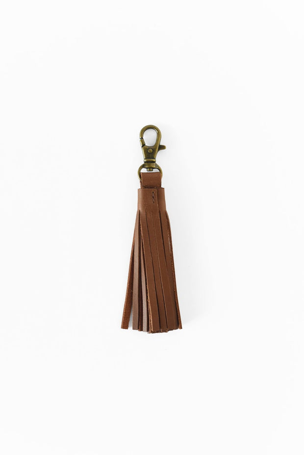 Leather Tassel Charm - Cognac