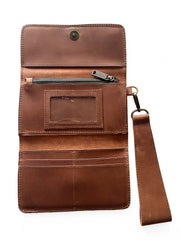 Leather Wallet Wristlet - Cognac