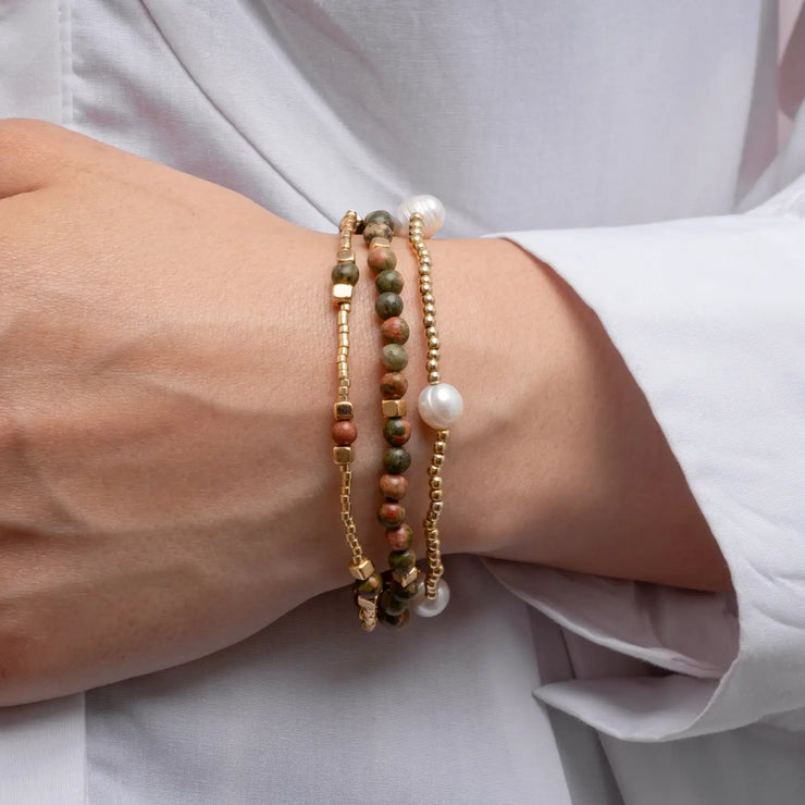 Gem & Pearl Miyuki Stretch Bracelets - Set of 3