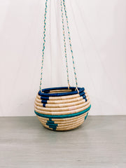 Hanging Woven Pot - Teal