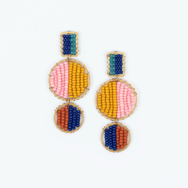Mod Color Block Earrings - Deep Pop