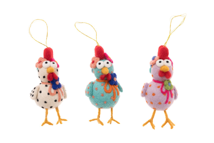 Wool Chicken Ornaments