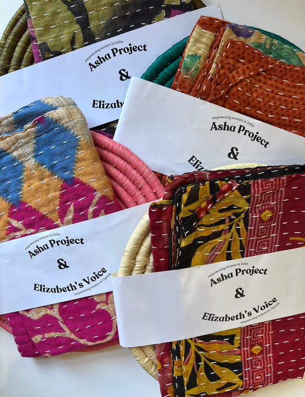 Woven Trivet & Kantha Hand Towel Set