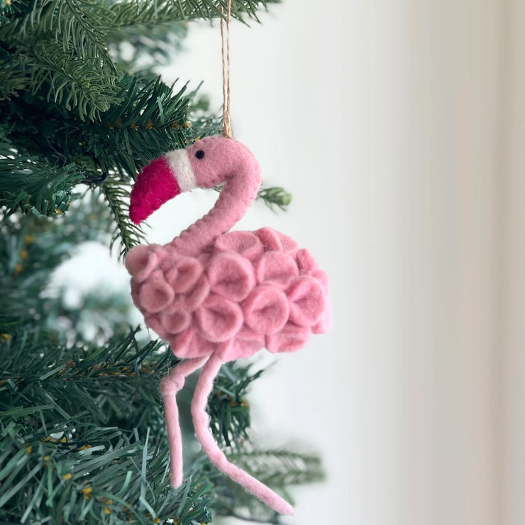 Flower Flamingo Felt Ornament