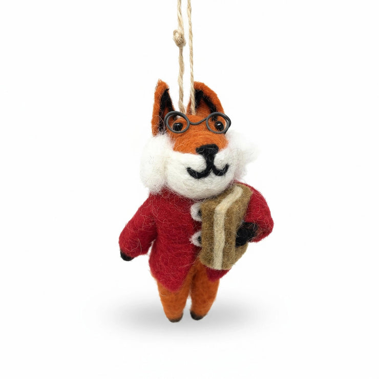 Foxy Scholar Felt Ornament