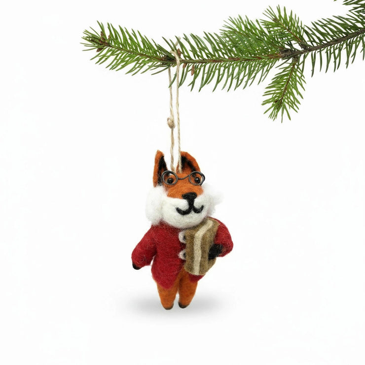 Foxy Scholar Felt Ornament