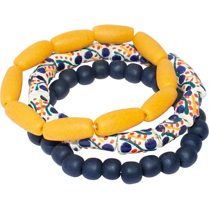 Mayne Glass Bead Bracelets - Navy