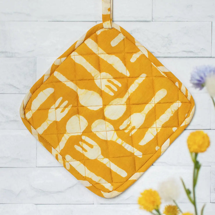 Pot Holder - Gold Silverware
