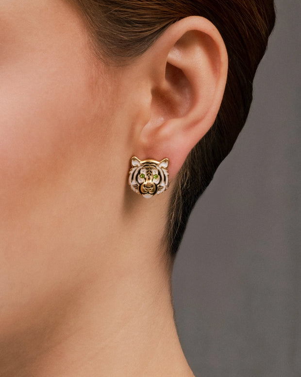 Gold Tiger Stud Earrings