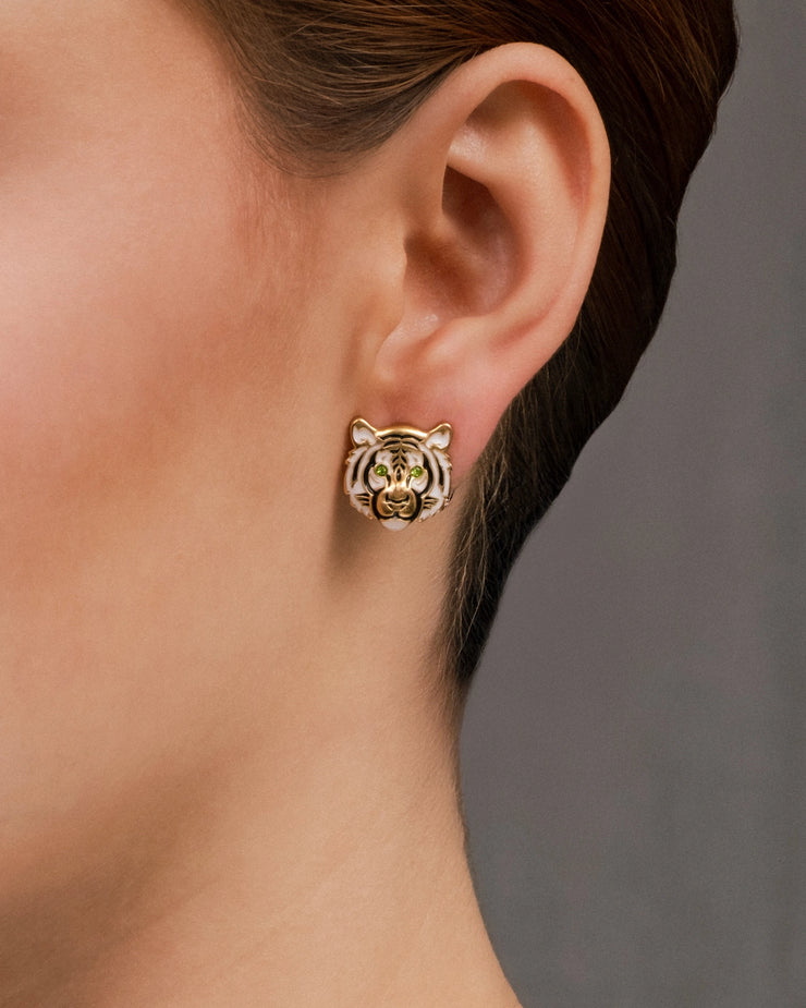 Gold Tiger Stud Earrings