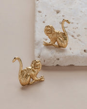 Gold Monkey Stud Earrings