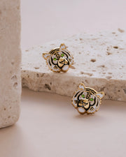 Gold Tiger Stud Earrings