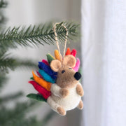 Rainbow Hedgehog Felt Ornament
