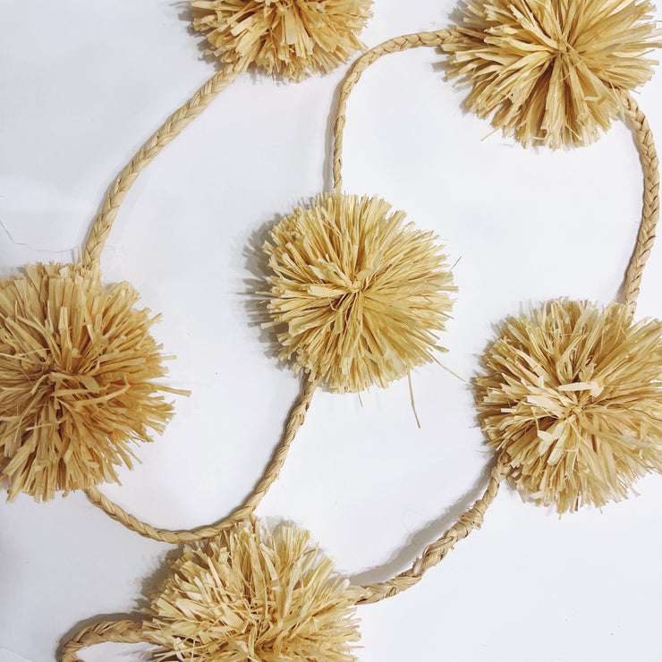 Raffia Pom Pom Garland