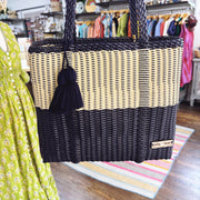 Medium Cesta Tote - Navy & Gold