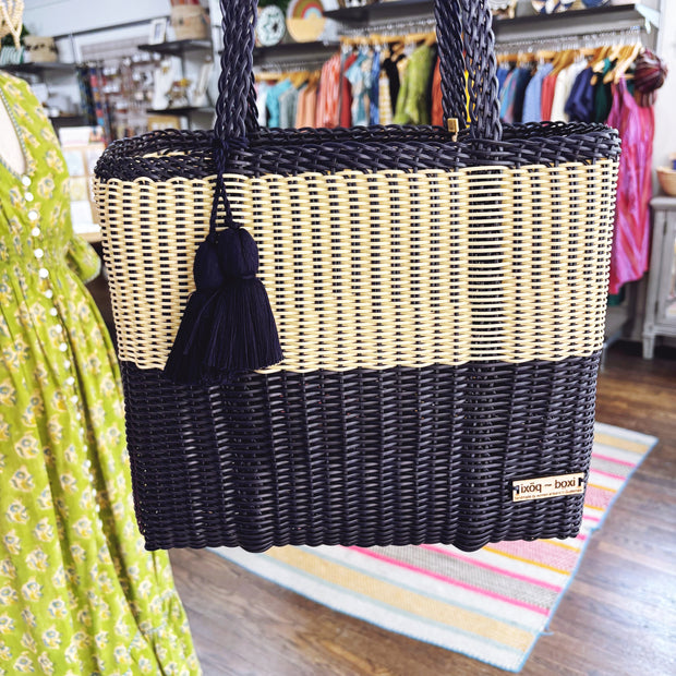 Medium Cesta Tote - Navy & Gold
